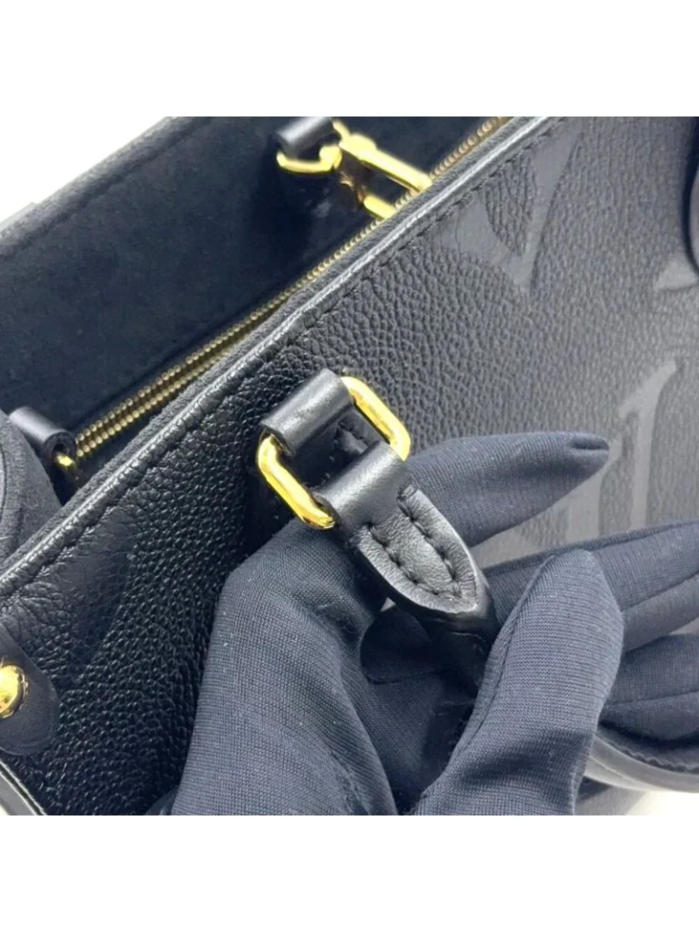 Louis Vuitton On The Go PM Monogram Empreinte Calfskin Black Handbag Gold